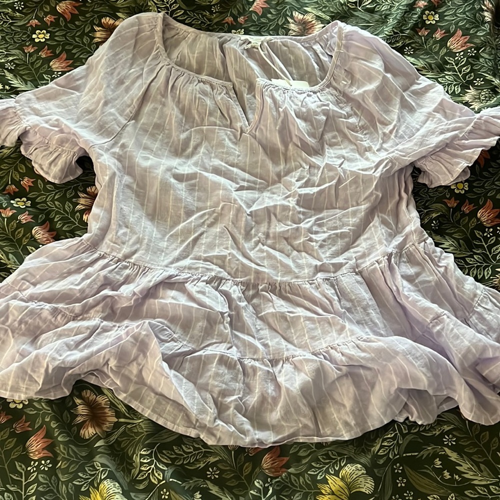 NWT BeachLunchLounge Purple Linen Top